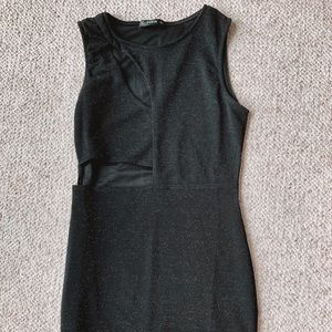 Black cutout glittery dress